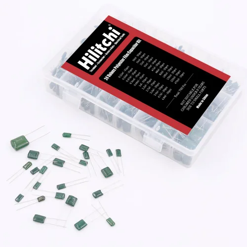 Vista 6 de Hilitchi Kit de Surtido de 700 Piezas de Condensadores de Película de Poliéster Mylar de 24 Valores - 0.22NF a 470NF / 100V