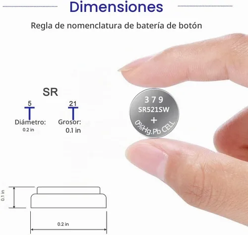 Vista 2 de UOGTNON Batería de reloj 379 SR521SW V379 de 1.5 V (10 unidades)