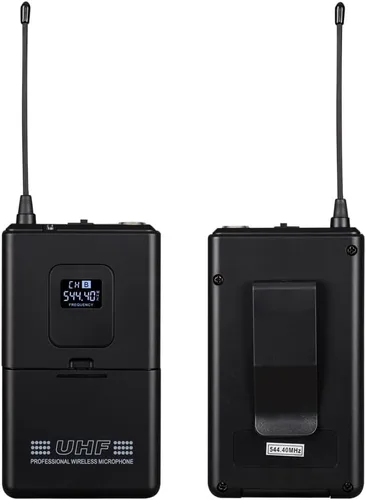 Vista 3 de Sistema de micrófono inalámbrico UHF de 8 canales Lavalier Mic Bodypacks Micrófono de solapa 8 Auriculares para Sistema de Karaoke Iglesia