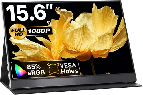 Vista 12 de VisionOwl Monitor portátil dual de 15.6 pulgadas 1080P FHD 107% sRGB segunda pantalla plegable, USB-C HDMI HDR, monitor de viaje apilado