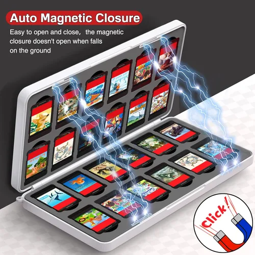 Vista 2 de Switch Game Case Storage 24 juegos para tarjetas y 24 ranuras para cartuchos Micro SD soporte para juegos Switch para Nintendo SwitchOLEDLite funda