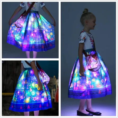 Vista 3 de LETSGLOW Disfraz de princesa para niñas, vestido iluminado para Halloween, carnaval, cosplay, fiesta de cumpleaños
