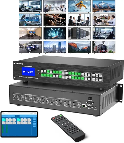 Vista 8 de MT-VIKI Interruptor de matriz HDMI 4K 4x4 con extracción de audio+Web GUI+ remoto, conmutador y divisor de montaje en rack, 4K @30Hz, EDID, RS232