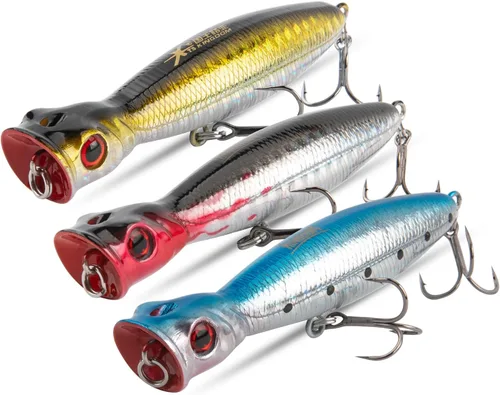 Vista 6 de KINGDOM 5 Colores Big Splash Long Casting Popper Pesca Señuelos 9.5/16/1.27 oz Flotante Agua Pesca Plugs 80/100/5.118 in Ruido Mejorado 3D Simulado