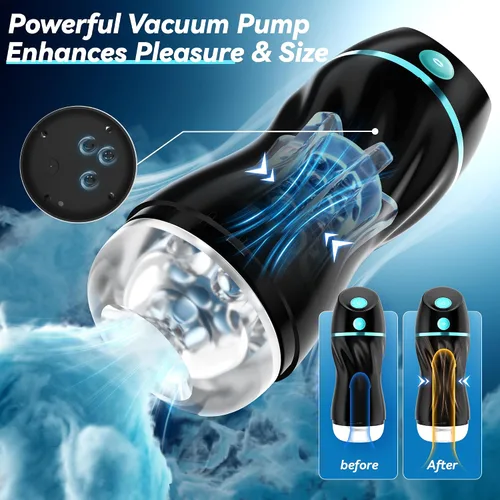 Vista 5 de EINSEO Masturbador masculino de succión, coño de bolsillo AI con 7 modos de juguetes para adultos Hands-free suction male stroker with 7 modes, 3D