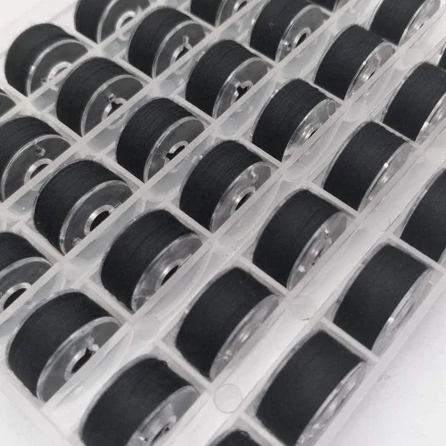 Vista 6 de 36 piezas (18 blanco + 18 negro) preenrolladas para hilo de bobina y abrazaderas de bobina, tamaño A clase 15 SA156 compatible con Babylock