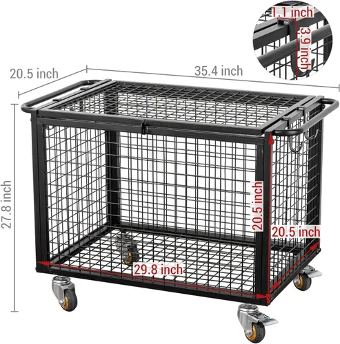 Vista 7 de MyGift Carrito de almacenamiento de pelotas deportivas de metal negro para parque infantil, Dodge Ball, baloncesto, pelota de fútbol, canasta
