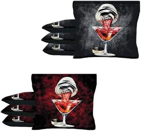 Vista 17 de Custom Shark Attack Submarine Set of 8 Regulation Cornhole Bags B40 Negro/Azul
