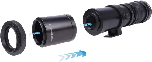 Vista 8 de Lente teleobjetivo zoom de 16.535-31.496 in F/8.3-16 con lente teleconvertidor de 2 X y anillo adaptador de montaje T2/T a PK para cámaras K-5 K-7