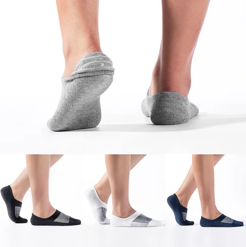 Vista 6 de IDEGG - Calcetines deportivos de algodón de corte bajo con agarre antideslizante para hombres