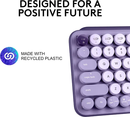 Vista 5 de Logitech POP Keys - Teclado mecánico inalámbrico con teclas Emoji personalizables, diseño compacto duradero, conectividad Bluetooth o USB, Cosmos