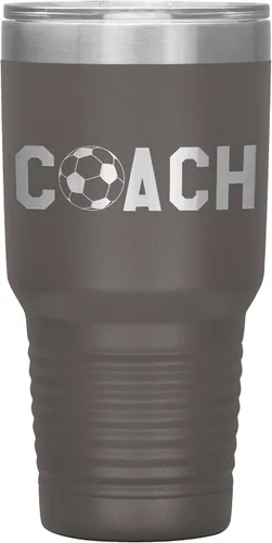 Vista 13 de Vaso de entrenador de fútbol, regalo de entrenador de fútbol, 30 onzas, con aislamiento, grabado de acero inoxidable, color negro