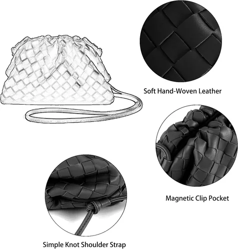 Vista 3 de Bolso tejido de bola de masa para mujer, bolso cruzado de nube suave