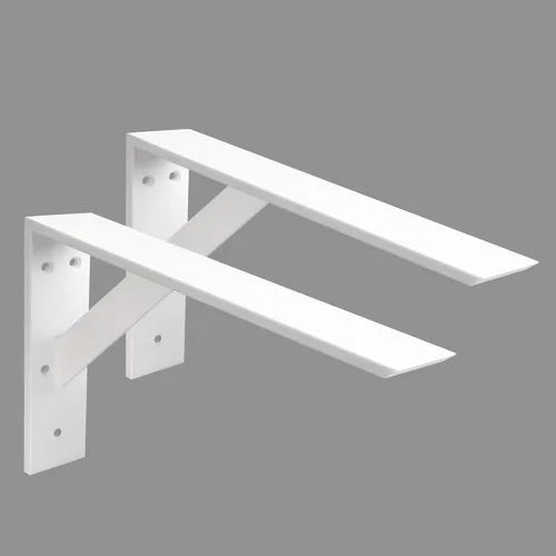 Vista 8 de Soportes de estante resistentes, paquete de 2 soportes de estante de 12 x 10 x 2.5 pulgadas, acero negro de 3/8 pulgadas de grosor, soporte en L