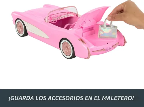 Vista 6 de Barbie Hot Wheels RC Corvette from The Movie, auto de juguete con control remoto de función completa con capacidad para 2 muñecas