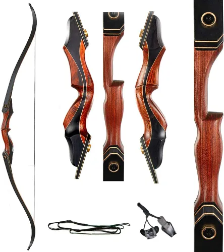 Vista 7 de TOPARCHERY Archery 60" Takedown Hunting Recurve Bow for Adults Practice Competition Longbow with Stringer Tool Right Hand Black