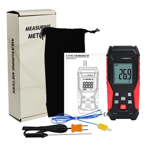 Vista 9 de Termómetro digital tipo K con dos sondas de termopar, -328°F ~ 2501°F Termómetro de termopar de un solo canal, medidor de temperatura HVAC