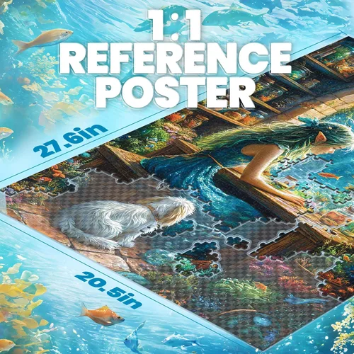 Vista 4 de 1000 Peice Puzzle for Adults Fantasy Undersea Girl Ocean Puzzles Chica submarina