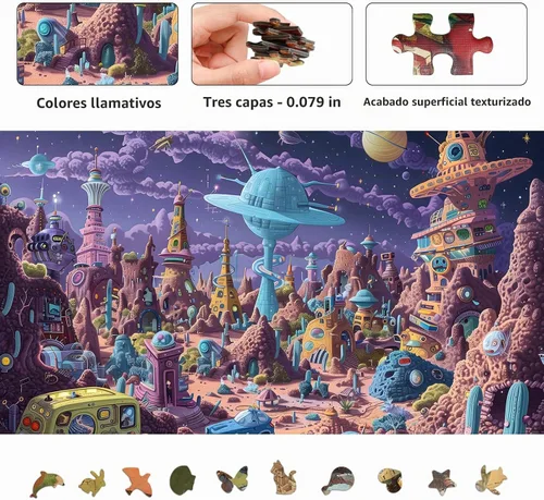 Vista 2 de Rompecabezas de Alien Planet para adultos de 1000 piezas, rompecabezas con forma desafiante para la mente para la noche de juegos en familia y Mundo