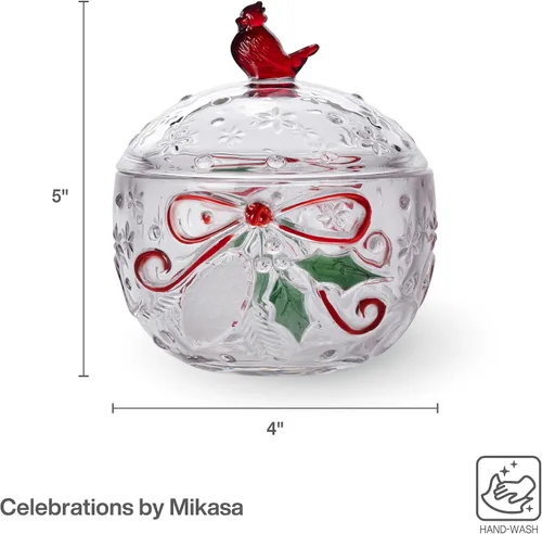 Vista 2 de Celebrations by Mikasa Cardinal - Caja cubierta de joyería navideña, 5 pulgadas