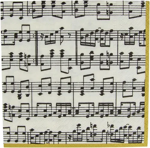 Vista 3 de Entertaining with Caspari Musica - Servilletas de cóctel de papel, paquete de 20, color negro