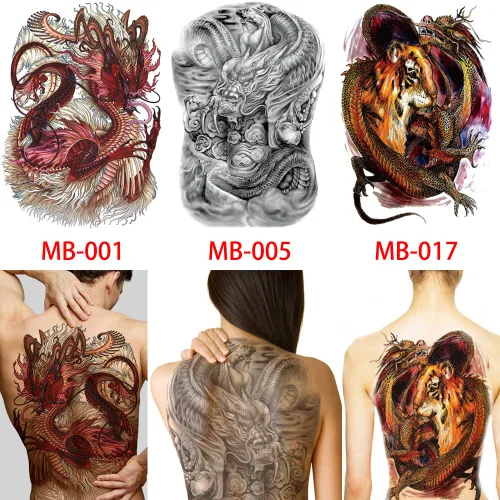 Vista 2 de Glaryyears Tatuaje temporal súper grande cubierto de espalda completa, paquete de 3 calcomanías de tatuajes realistas para adultos, mujeres