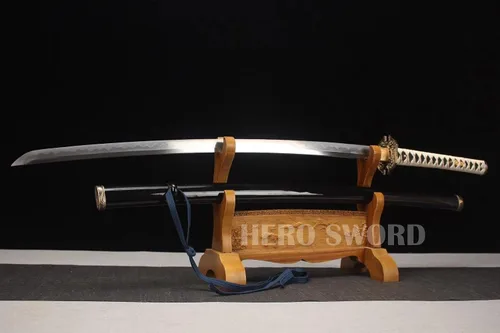 Vista 3 de Samurai Katana Espada japonesa hecha a mano, práctica, acero al carbono 1095, templada, espiga completa, muy afilada, cuchillo listo para combate