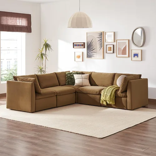 Vista 32 de mopio Sofá modular de gran tamaño con fundas y almacenamiento totalmente extraíbles, secciones convertibles en forma de U y L, moderno sofá de nube
