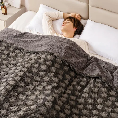Vista 14 de Bearhug - Manta eléctrica de 50 x 60 pulgadas, manta eléctrica con motivos florales grises de pelo sintético y sherpa cálido, temporizador