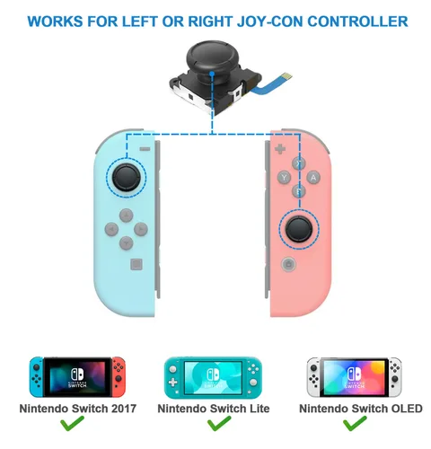 Vista 3 de Veanic Paquete de 2 palillos analógicos de repuesto Joycon Joystick Drift Fix para Nintendo Switch Switch OLED Nintendo Switch Lite Joy-Con