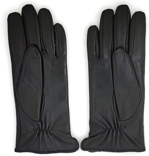 Vista 2 de ZLUXURQ Guantes de piel de cordero suave para mujer, con forro de cachemira