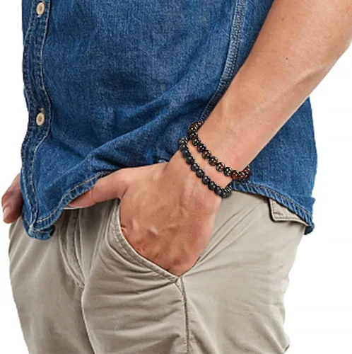 Vista 6 de Funrun Jewelry 6 pulseras de cuentas para hombres y mujeres con piedra natural Mala