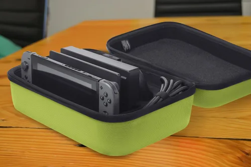 Vista 8 de Tienda Basics Hard Shell Travel and Storage Case for Nintendo Switch and Switch OLED- 12 x 48 x 9 Inches Neon Yellow
