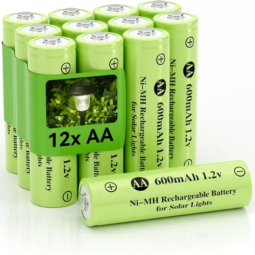 Vista 9 de Ni-MH AA 1.2v 600mAh batería recargable, doble A batería Double A 1.2V Solar Battery Pre-Charged, Low Self - Discharge for Outdoor Solar Lights