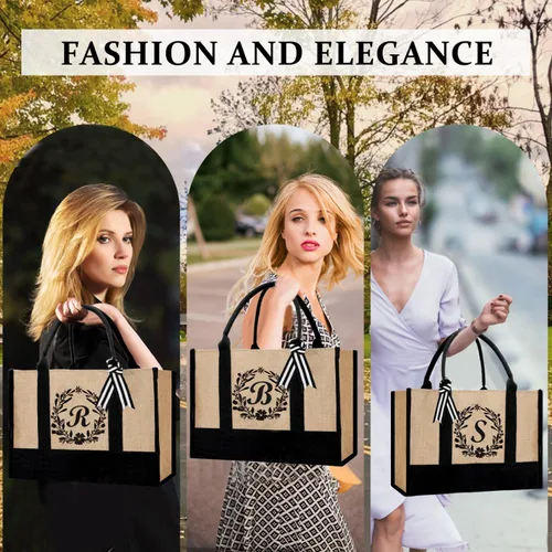 Vista 4 de Bolsa de mano personalizada de yute para mujeres, regalos para el día de la madre, regalo de Navidad de cumpleaños para mujeres y amigas