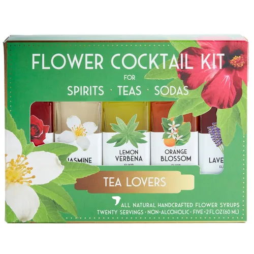 Vista 10 de Floral Elixir Co. - Kit de cóctel de jarabe de flores totalmente naturales - Set de regalo - Surtido de 5 elixires (2 onzas) (amantes de las ginebra)