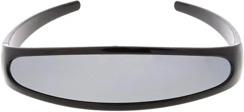 Vista 17 de zeroUV - Gafas de sol con visera de lente espejada de color cíclope estrecho futurista