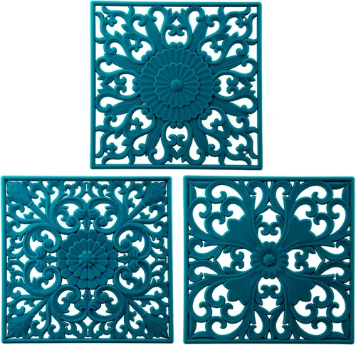 Vista 9 de Salvamanteles de silicona para platos calientes, ollas y sartenes, tapete de salvamanteles tallado multiusos, tapetes de silicona aislados