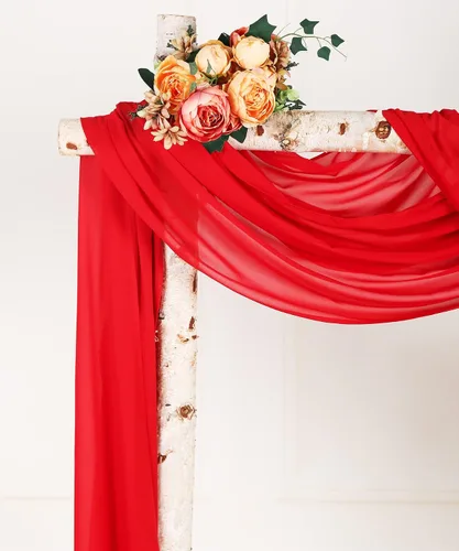 Vista 3 de 2 paneles de cortinas de tela de gasa para arco de boda, paneles de cortina de telón de fondo de fiesta, decoración de ceremonia y recepción