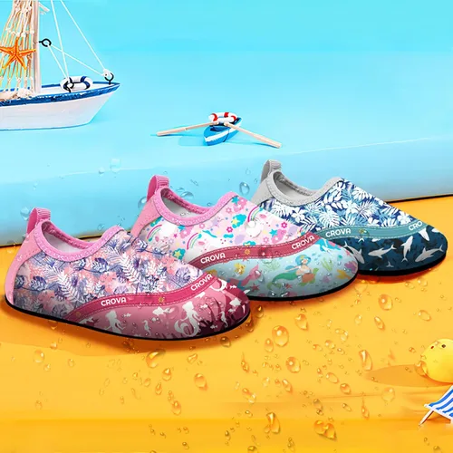 Vista 7 de CROVA Zapatos de agua para niños pequeños, calcetines acuáticos de secado rápido, antideslizantes, zapatos deportivos para niños y niñas pequeños