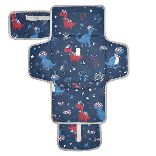 Vista 32 de Cambiador de pañales portátil, cambiador de pañales de viaje, impermeable, plegable, ligero, cambiador de bebé con almohada incorporada, perezosos