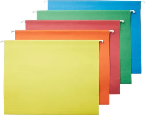 Vista 12 de Amazon Basics Carpetas colgantes para archivos, tamaño carta, aguamarina, paquete de 25