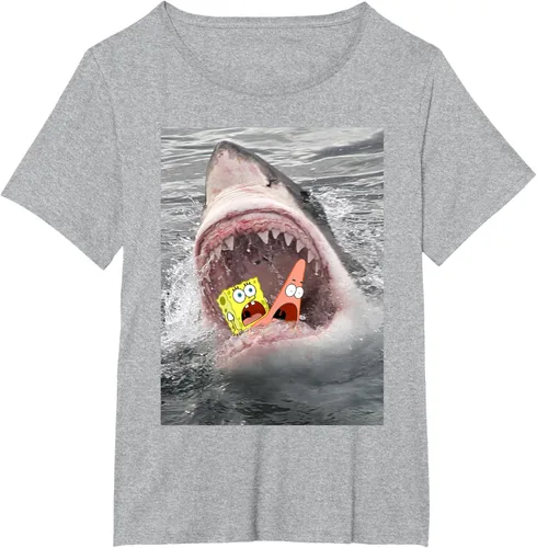 Vista 16 de Camiseta divertida de Bob Esponja con diseño de tiburón y ataque de tiburón para hombres y mujeres Negro