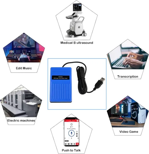 Vista 6 de iKKEGOL Pedal de pie USB digital óptico actualizado 2023, interruptor de pie USB único para control de juego, interruptor de pie programable de una