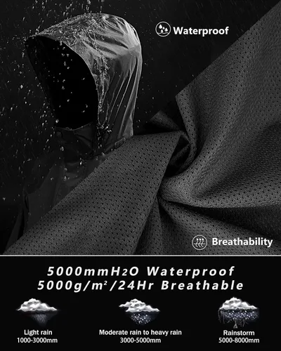 Vista 3 de 33,000ft Traje de lluvia para hombre con capucha oculta, impermeable, equipo de lluvia (chaquetas y pantalones)