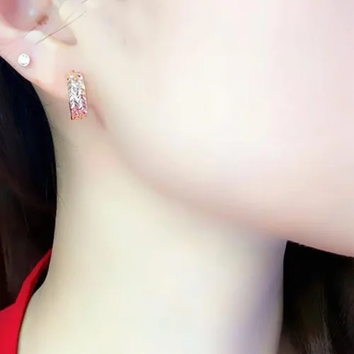 Vista 6 de SAGEKING 2024 New 585 Purple Gold Plated 14K Rose Gold Shiny Wide Face Earrings For Women New Chinese Style Fashion Exquisite Party Jewelry Fashion