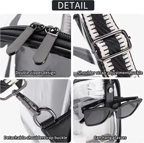 Vista 4 de Clear Bag for Stadium Events, Clear Purses For Women Stadium Crossbody Clear Fanny pack For Women Concert Bag