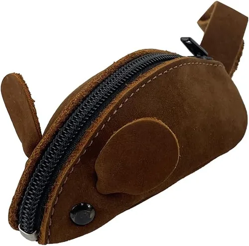 Vista 10 de Hide & Drink, Bolsa de monedas en forma de ratón, bolsa de cambio, estuche de bolsillo para monedas, accesorio de viaje, cuero de grano completo