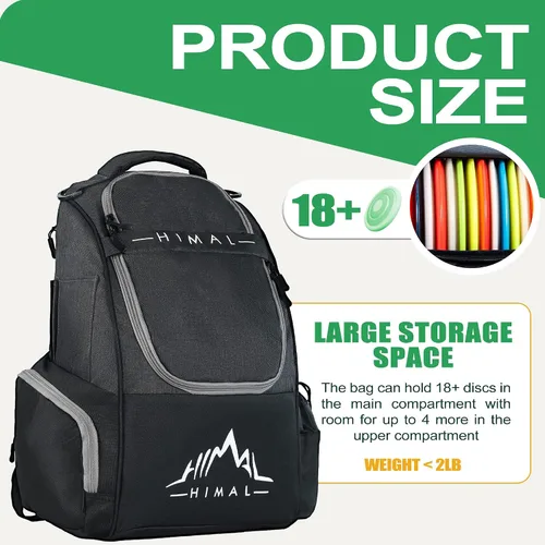 Vista 3 de HIMAL HIMAL Disc Golf Bag, 22+ Discs Lightweight Backpack Durable Disc Golf Backpack, Large Capacity, Multiple Storage Pockets, Padded Straps