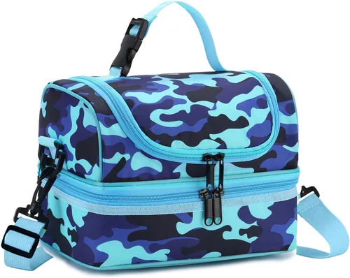 Vista 18 de VASCHY - Lonchera para niños, bolsas de almuerzo aisladas de dos compartimentos para niños y niñas con correa para el hombro para la escuela